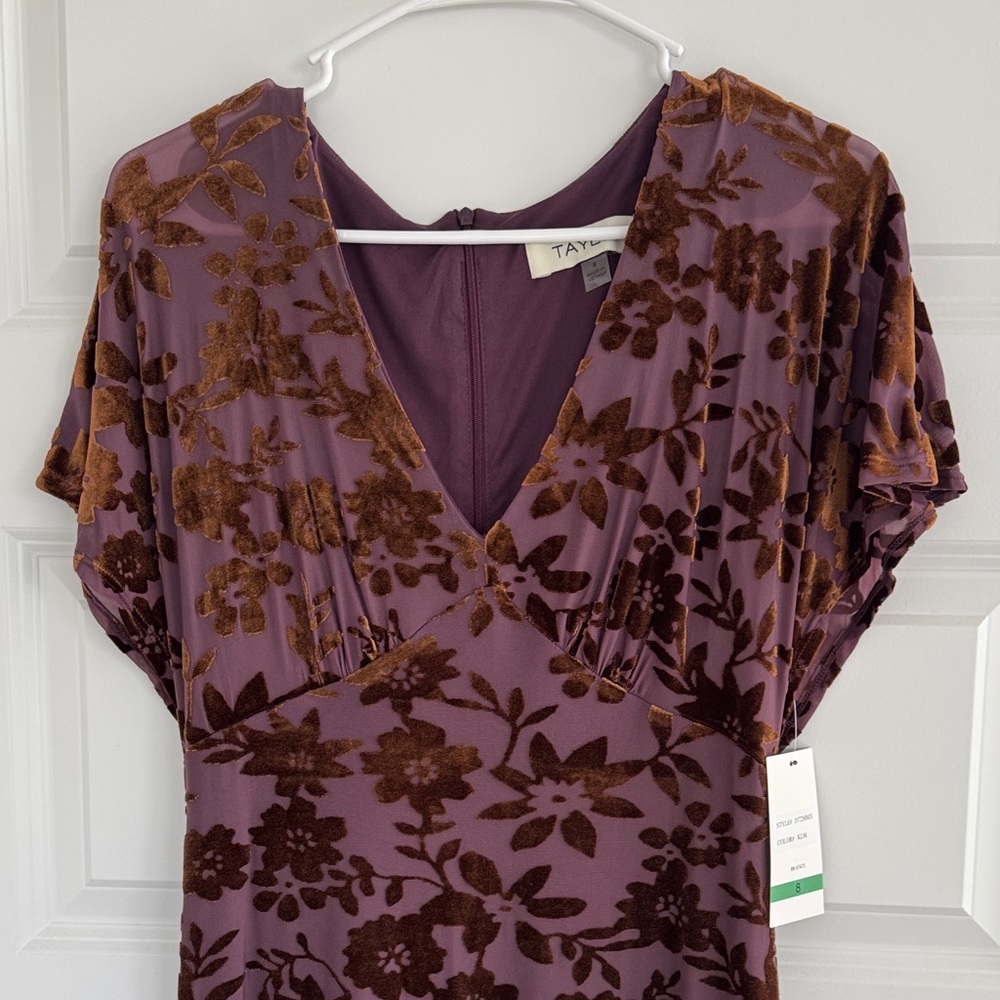Taylor Plum Floral Midi Dress - Very elegant looking
